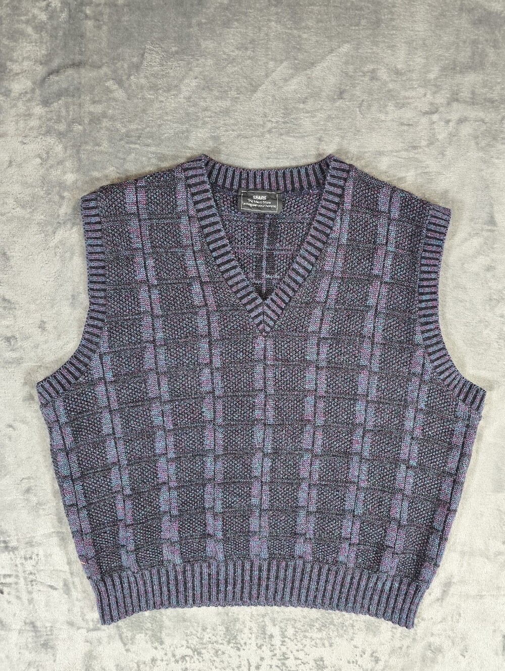 Vintage Sears The Men's Store Ribbed V Neck Sweater Vest Size Large